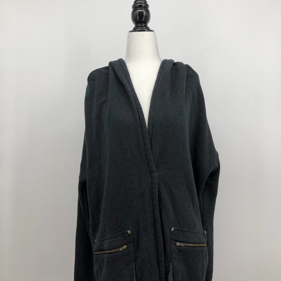 Wilfred Aritzia charcoal  grey Rousseau cocoon hooded cardigan zipper pockets - Picture 6 of 16